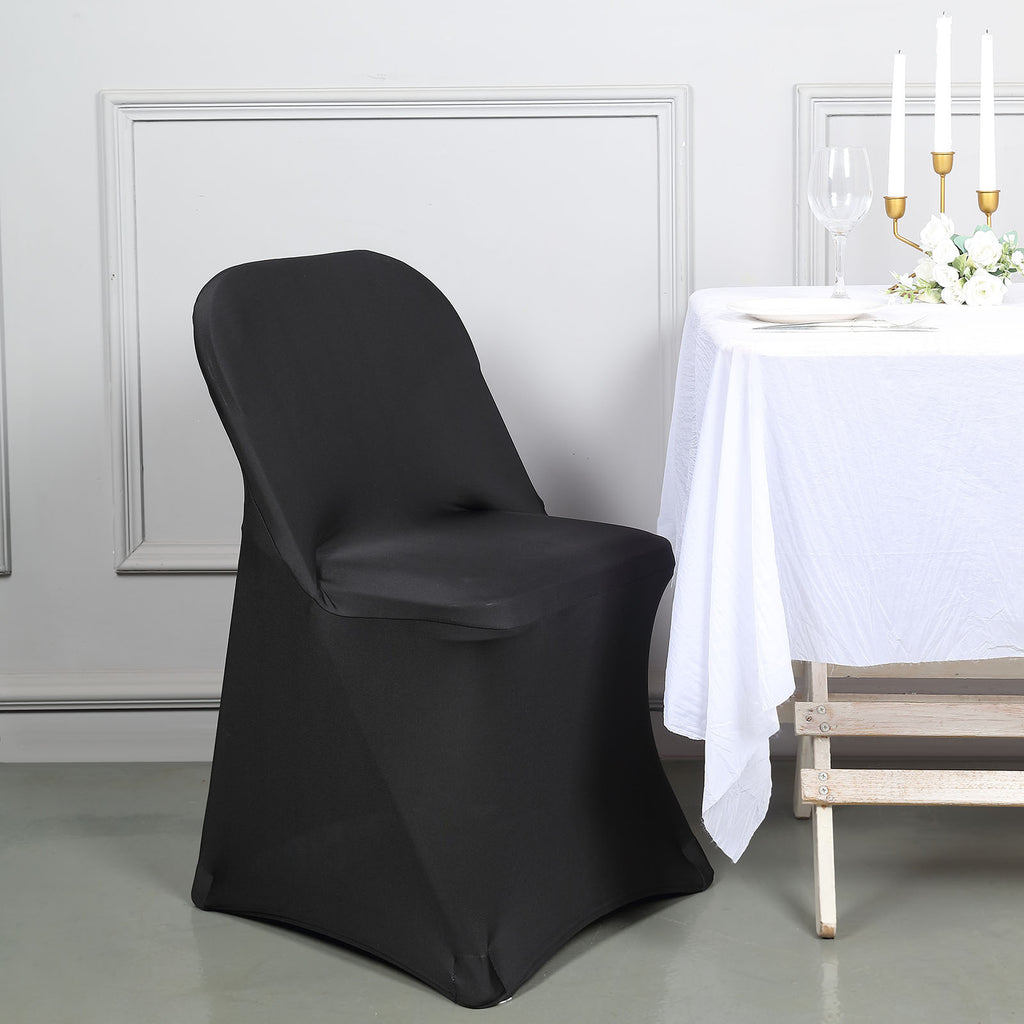 50 Pack Stretch Spandex Folding Chair Covers Black for Wedding