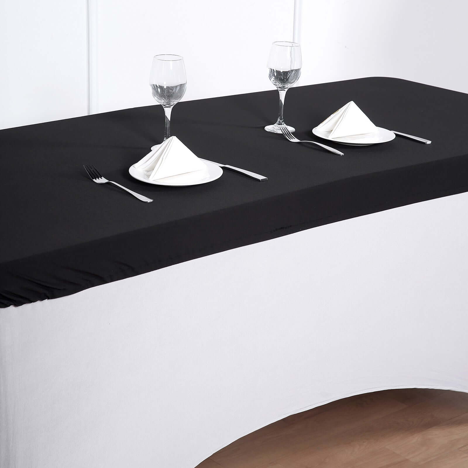 6ft Black Rectangular Stretch Spandex Table Top Cover