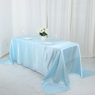 Versatile and Stylish Blue Satin Tablecloth
