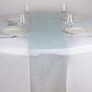 10 Pack Blue Sheer Organza Table Runners - 14"x108"