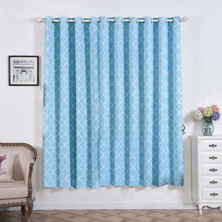 Blue/White Room Darkening Noise Cancelling Curtain Panels With Grommet