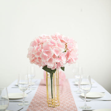5 Bushes Blush Pink Artificial Silk Hydrangea Flower Bouquets