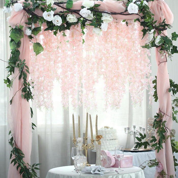 42inches Blush/Rose Gold Artificial Silk Hanging Wisteria Flower Garland Vines