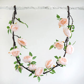 Elegant Blush 6ft Artificial Silk Peony Hanging Flower Garland for Stunning Event Decor