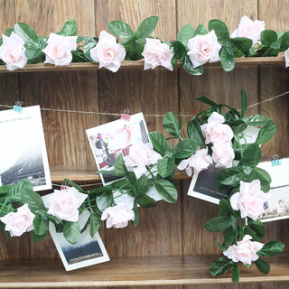 6ft Blush Artificial Silk Rose Garland for Vibrant Event Decor