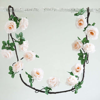Elegant Blush Artificial Silk Rose Hanging Flower Garland Vine Elegant Blush Artificial Silk Rose Hanging Flower Garland Vine