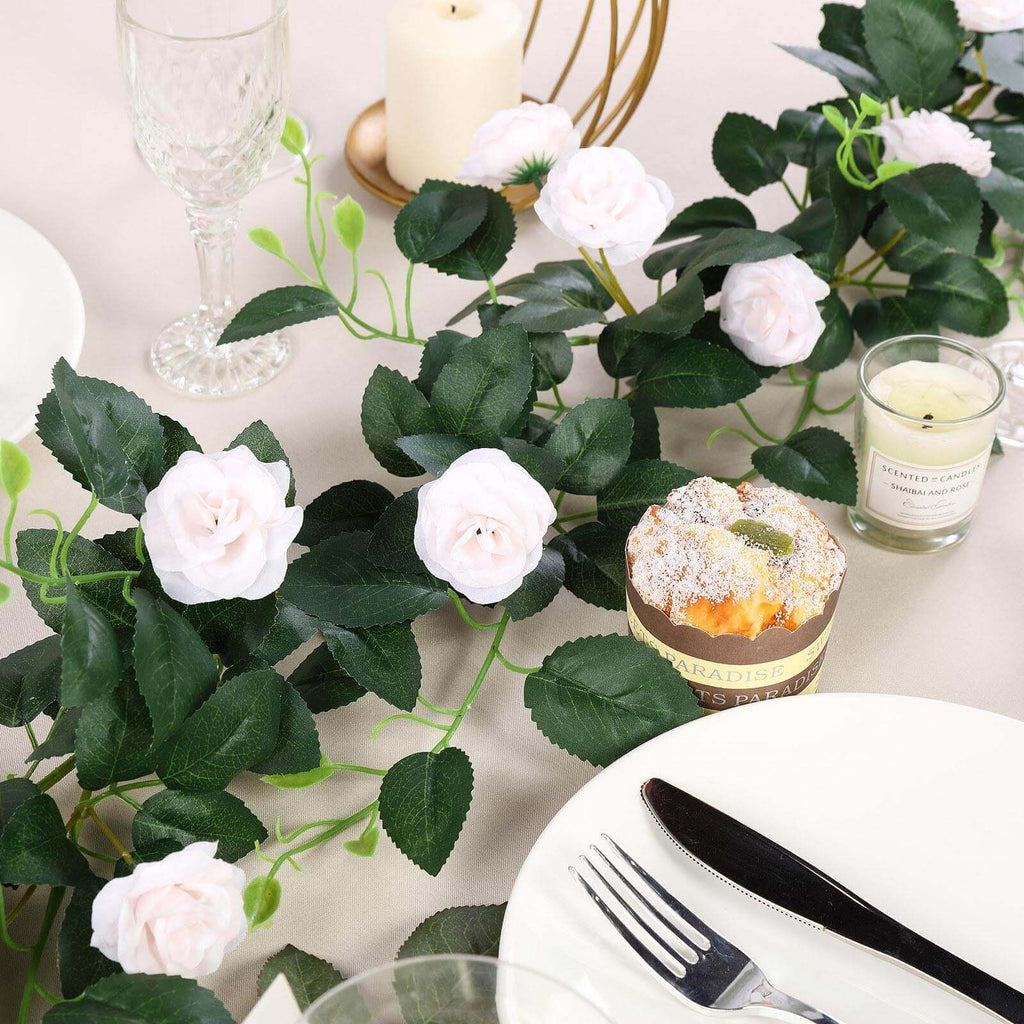 6ft 20 Blush Rose Gold Silk Roses Flower Garland