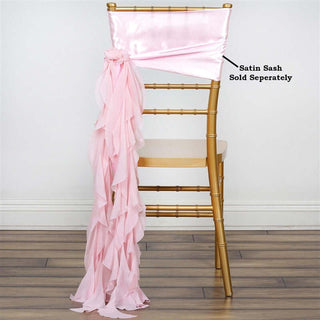Elegant Blush Chiffon Curly Chair Sash Elegant Blush Chiffon Curly Chair Sash