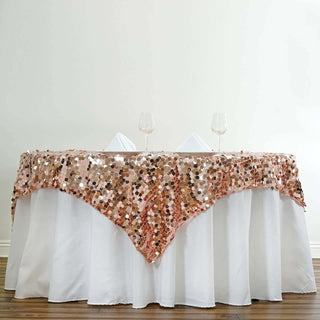 Add a Touch of Elegance with the Blush Premium Big Payette Sequin Table Overlay Add a Touch of Elegance with the Blush Premium Big Payette Sequin Table Overlay