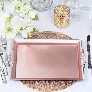 Rose Gold Rectangle Decorative Acrylic Serving Trays - Set the Mood for Your Chic Event