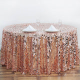 120 inches Big Payette Rose Gold | Blush Sequin Round Tablecloth Premium