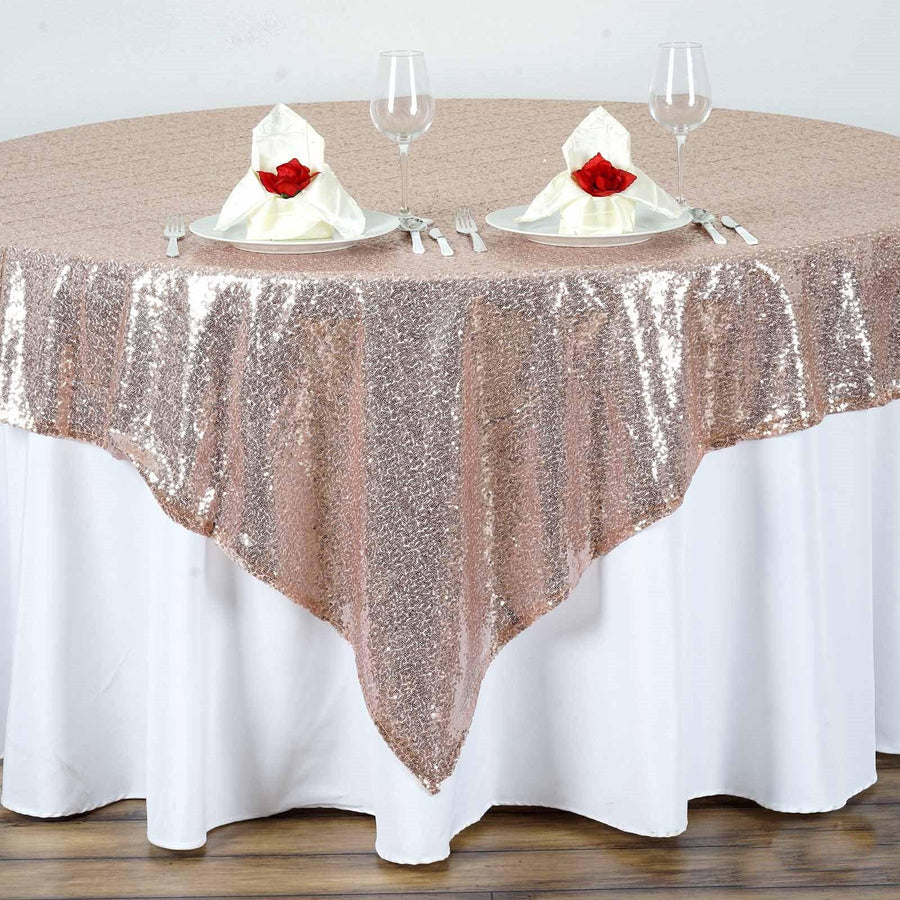 72" x 72" Rose Gold | Blush Sequin Square Overlay