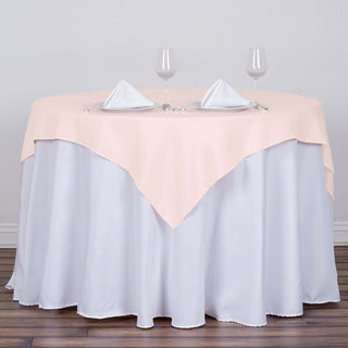 Elevate Your Event Decor with the Blush Square Polyester Table Overlay Elevate Your Event Decor with the Blush Square Polyester Table Overlay