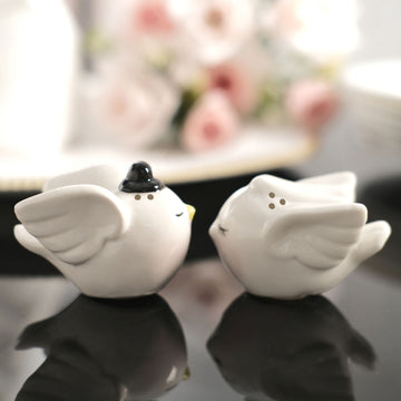 2.5" Bride And Groom Love Birds Salt And Pepper Shaker Party Favors, Wedding Favors In Pre-Packed Gift Box