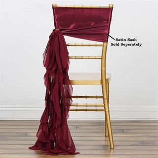 Add Elegance to Your Event with Burgundy Chiffon Curly Chair Sashes Add Elegance to Your Event with Burgundy Chiffon Curly Chair Sashes