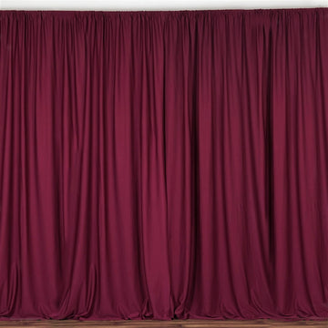 2 Pack Burgundy Scuba Polyester Event Curtain Drapes, Inherently Flame Resistant Backdrop Event Panels Wrinkle Free with Rod Pockets - 10ftx10ft