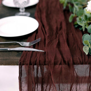 Add a Touch of Elegance with the Burgundy Gauze Cheesecloth Boho Table Runner