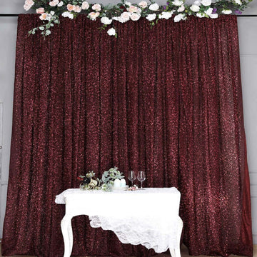 20ftx10ft Burgundy Metallic Shimmer Tinsel Event Curtain Drapes, Backdrop Event Panel
