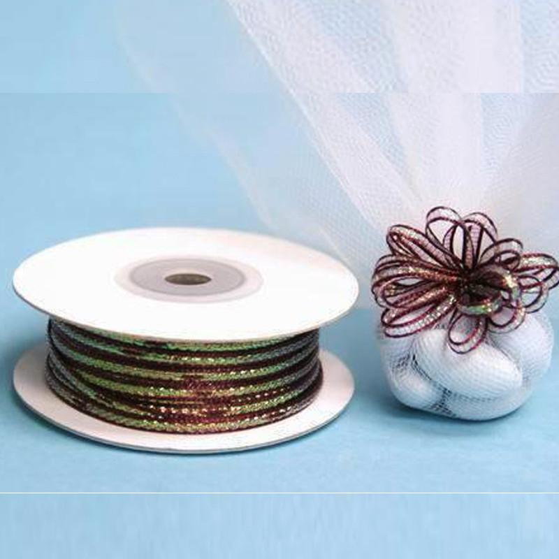 50 Yards 1/8" Burgundy Organza Pull String Bows Ribbon