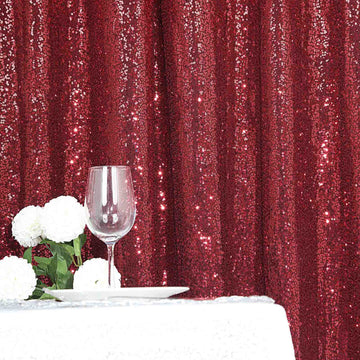 8ftx8ft Burgundy Sequin Event Curtain Drapes, Backdrop Event Panel