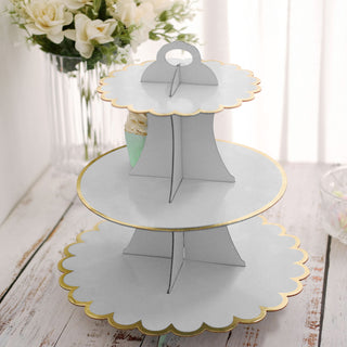 Elegant Gold/White 3-Tier Cupcake Dessert Stand for Stunning Displays