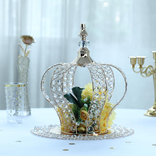Create a Memorable Event with the 14" Metallic Gold Crystal-Bead Royal Crown Cake Topper