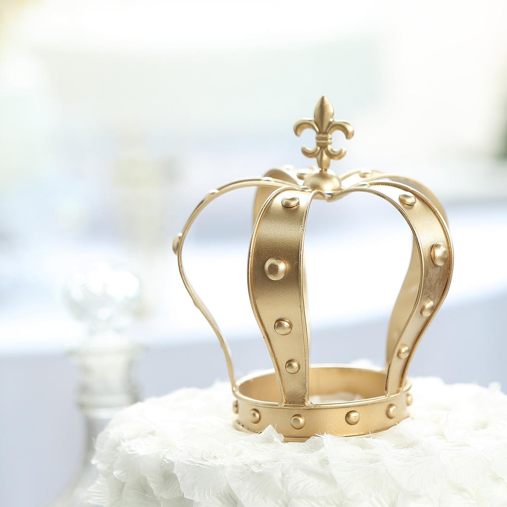 TABLECLOTHSFACTORY 8 Metal Royal Gold Crown Cake Topper Cake Decoration  For Party Event