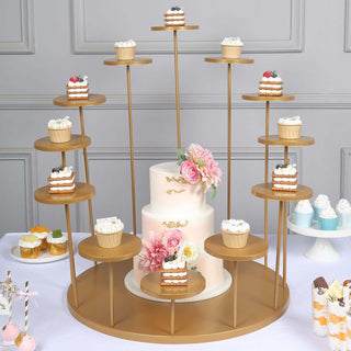 Elegant Gold Metal Grand Cake Stand for Stunning Dessert Displays Elegant Gold Metal Grand Cake Stand for Stunning Dessert Displays