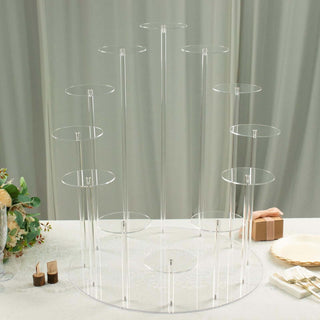 Acrylic cupcake tower stand with multiple tiers for displays.