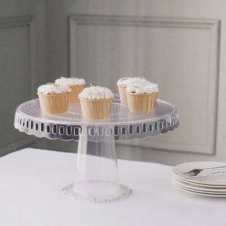Stunning and Versatile 4 Pack | 13" Clear Round Footed Reusable Plastic Pedestal Cake Stands