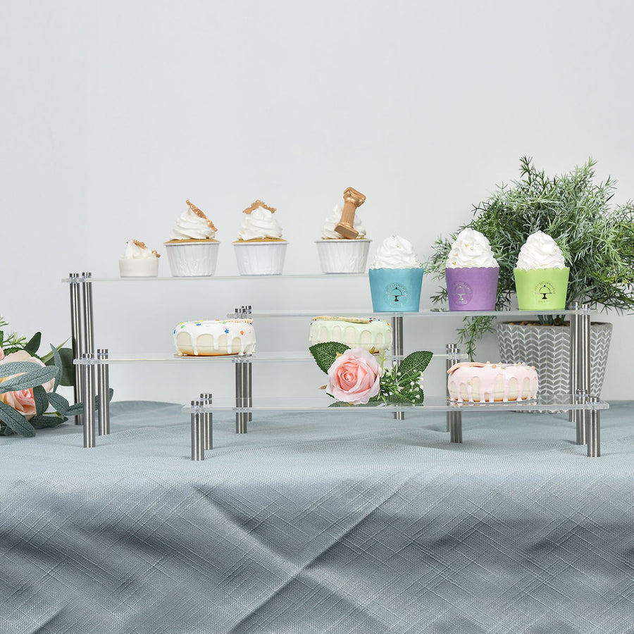 Set of 4 | Clear Premium Acrylic Risers Dessert Display, Cupcake Holder Dessert Stand