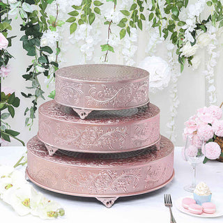 Create a Magical Atmosphere with the Rose Gold Embossed Cake Stand Riser