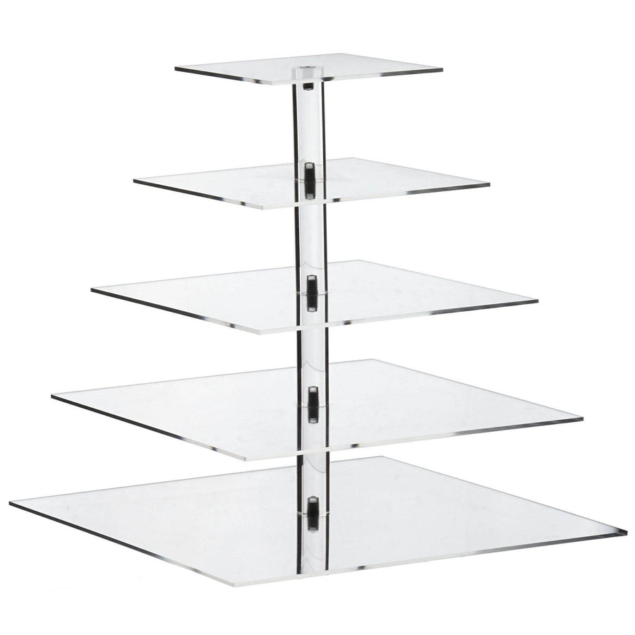 17inch Heavy Duty Acrylic Square 5-Tier Cake Stand, Dessert Display Cupcake Holder#whtbkgd