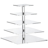 17inch Heavy Duty Acrylic Square 5-Tier Cake Stand, Dessert Display Cupcake Holder#whtbkgd