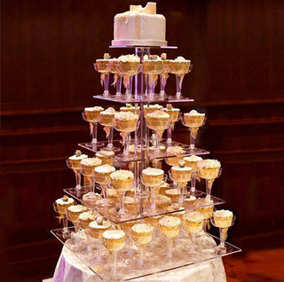 17" Heavy Duty Acrylic Square 5-Tier Cake Stand - A Stunning Centerpiece for Your Dessert Display