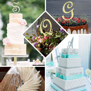 Exquisite Silver Rhinestone Monogram Cake Toppers Exquisite Silver Rhinestone Monogram Cake Toppers