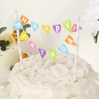 Add a Splash of Color to Your Birthday Celebration with the Multi-Color Happy Birthday Bunting Garland Cake Topper Add a Splash of Color to Your Birthday Celebration with the Multi-Color Happy Birthday Bunting Garland Cake Topper