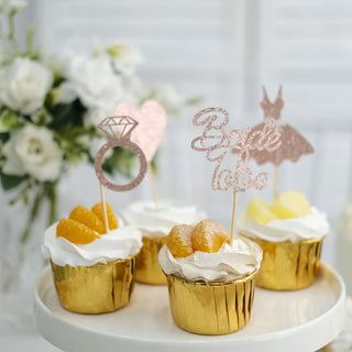Add Sparkle to Your Party with Rose Gold Glitter Bridal Shower Cupcake Toppers