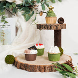 8inch 2-Tier Natural Elm Wood Slice Cheese Board Cupcake Stand, Rustic Centerpiece