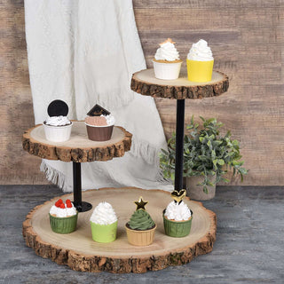 The Perfect Gift: 14" 3-Tier Natural Wood Slice Cheese Board Cupcake Stand The Perfect Gift: 14" 3-Tier Natural Wood Slice Cheese Board Cupcake Stand