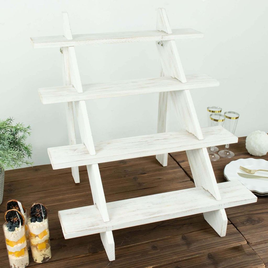 21" Rustic Whitewashed Wood Ladder Cupcake Stand