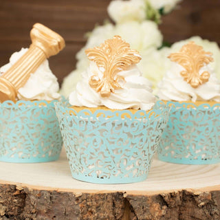 Transform Your Dessert Display with Light Blue Lace Laser Cut Cupcake Wrappers Transform Your Dessert Display with Light Blue Lace Laser Cut Cupcake Wrappers