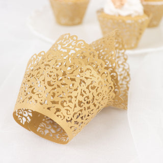 Enhance Your Event Decor with Gold Lace Muffin Cups