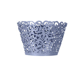 25 Pack | Navy Blue Lace Laser Cut Paper Cupcake Wrappers, Muffin Baking Cup Trays#whtbkgd