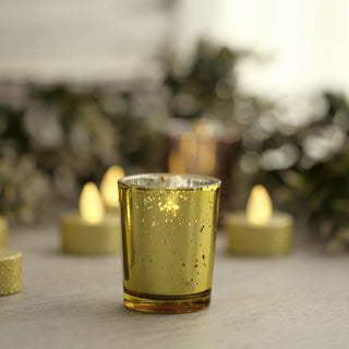 Elegant Gold Mercury Glass Candle Holders