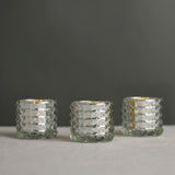 6 Pack | 3inch Studded Silver Mercury Glass Candle Holders, Votive Tealight Holders