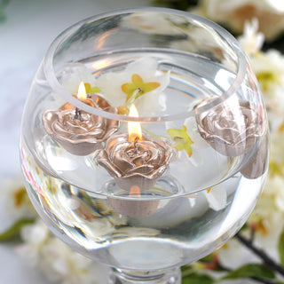 Rose Gold Mini Rose Floating Candles for Magical Tablescapes