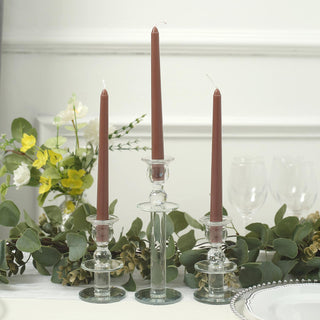 Add Elegance and Warmth with 10" Mocha Brown Premium Wax Taper Candles