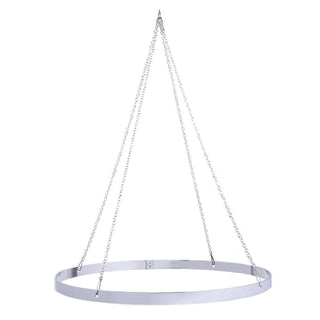 Metal hanging light fixture frame with chains for ceiling installation