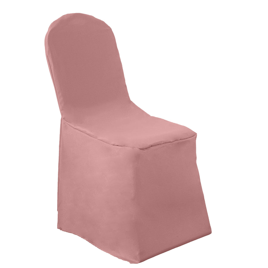 Dusty Rose Polyester Banquet Chair Cover, Reusable Stain Resistant Chair Cover#whtbkgd